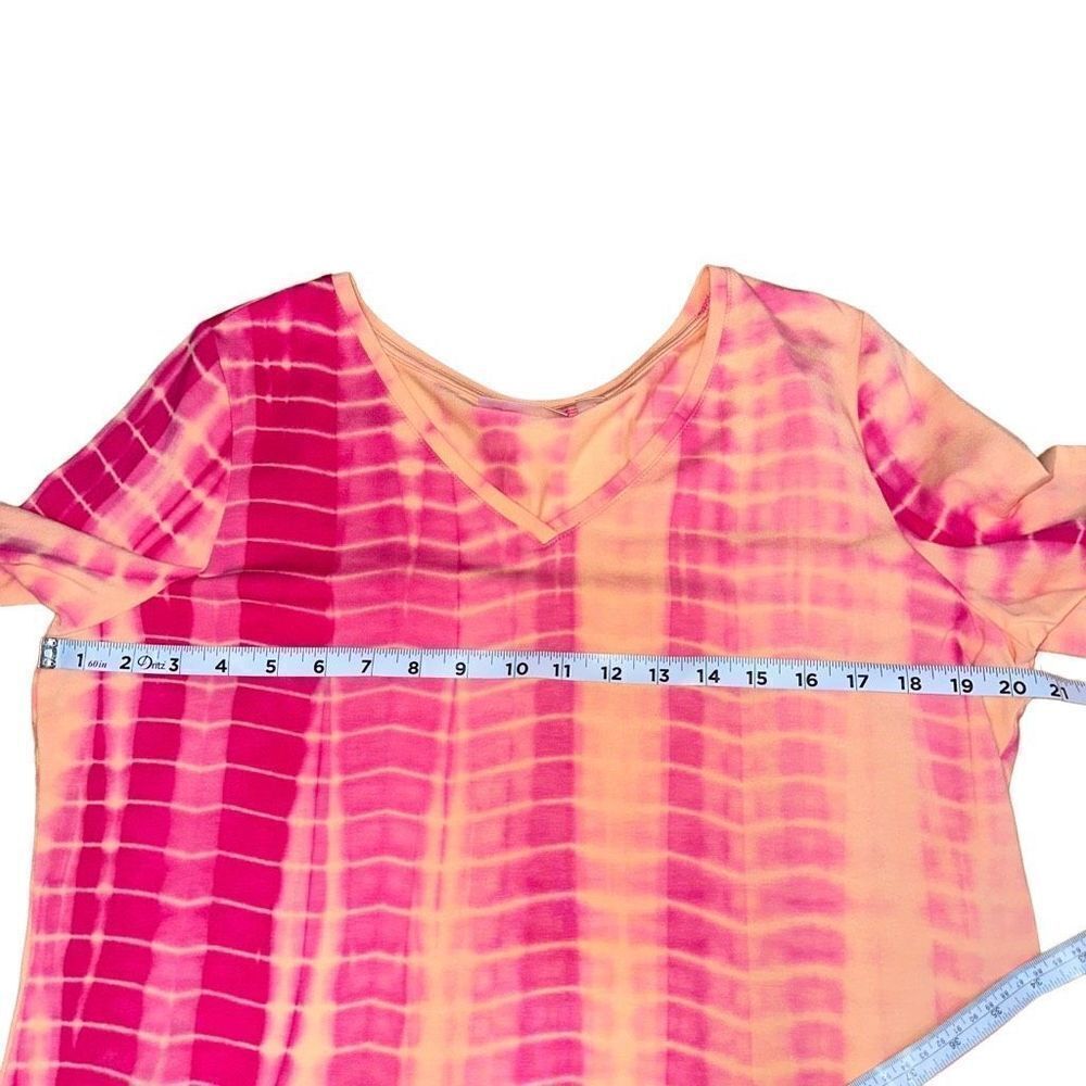 Belle by Kim Gravel Womens Pink Tie Dye Modal Blend Vneck T-shirt Size Medium - Picture 6 of 9
